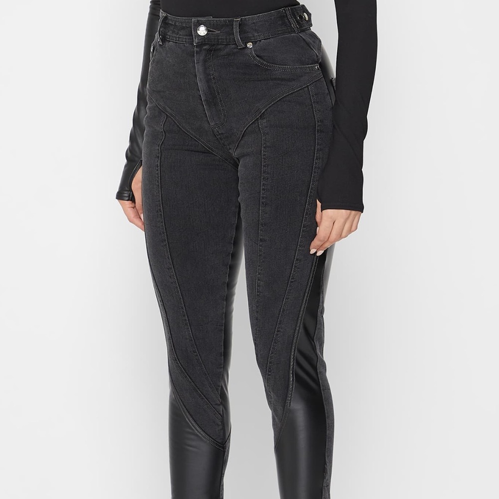 Maniere De Voir Vegan Leather Contour Skinny Jeans